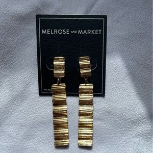 NWT Melrose and Market Wave Textured Rectangle Statement Drop Earrings